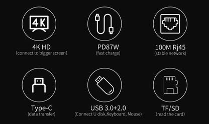 Usb 8 In 1 Type C 3 1 To 4k HdTV Hub Adapter With Sd Tf Rj45 Card Reader Pd Fast Charge For Macbook Notebook Computer