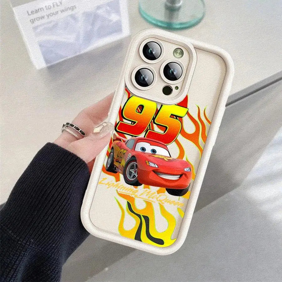 Lightning McQueen telefonfodral för Apple iPhone 16 11 13 15 12 14 Pro Max 7 XR X XS 13 12 Mini 14 Plus 8 SE Silikonskydd