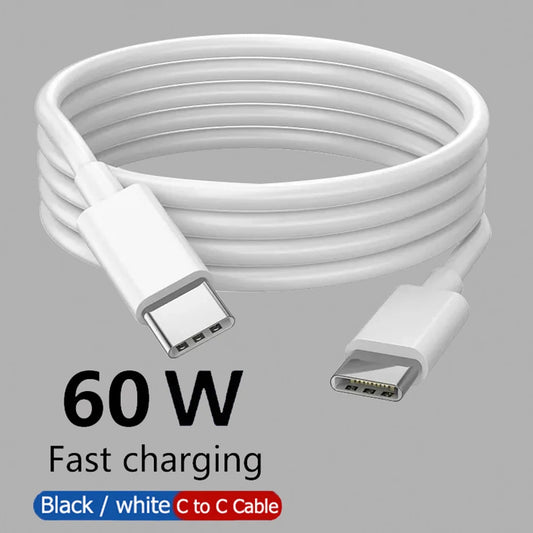 PD 60W USB C till USB Typ C Kabel Snabbladdning Datakabel För Iphone 15 15Pro Huawei Samsung Xiaomi Data Line Svart Vit 1M 2M 3M