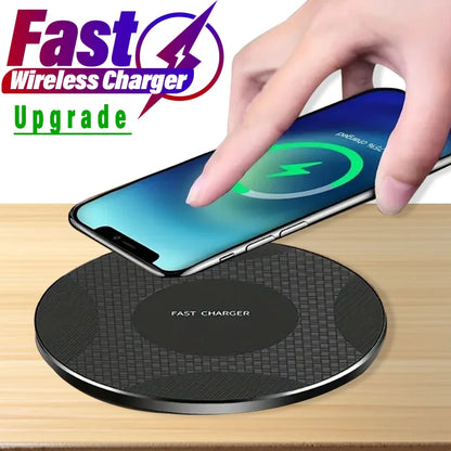 Wireless Charger Pad Stand Desktop Ultra-thin Mobile Phone Fast Charging Dock Station For iPhone 15 14 13 12 11 Samsung Xiaomi