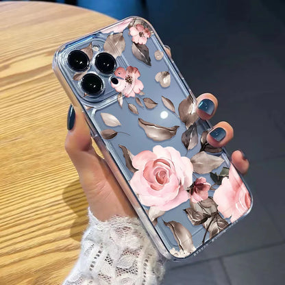 Luxury Phone Case For iPhone: Shockproof Flowers Silicone Funda Cover