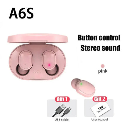 TWS A6S Wireless Bluetooth Headset Earbuds Noice Cancelling Earphone Bluetooth Headphones with Mic for Huawei Xiaomi Redmi