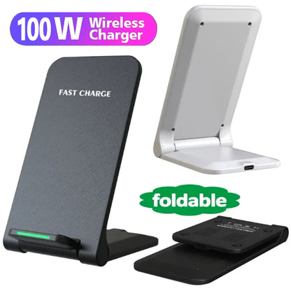 Wireless Charger For iPhone 15 14 13 12 Pro Max 15 Phone Stand Fast Charging Charger for Samsung Note 20/10 S21 Ultra Foldable