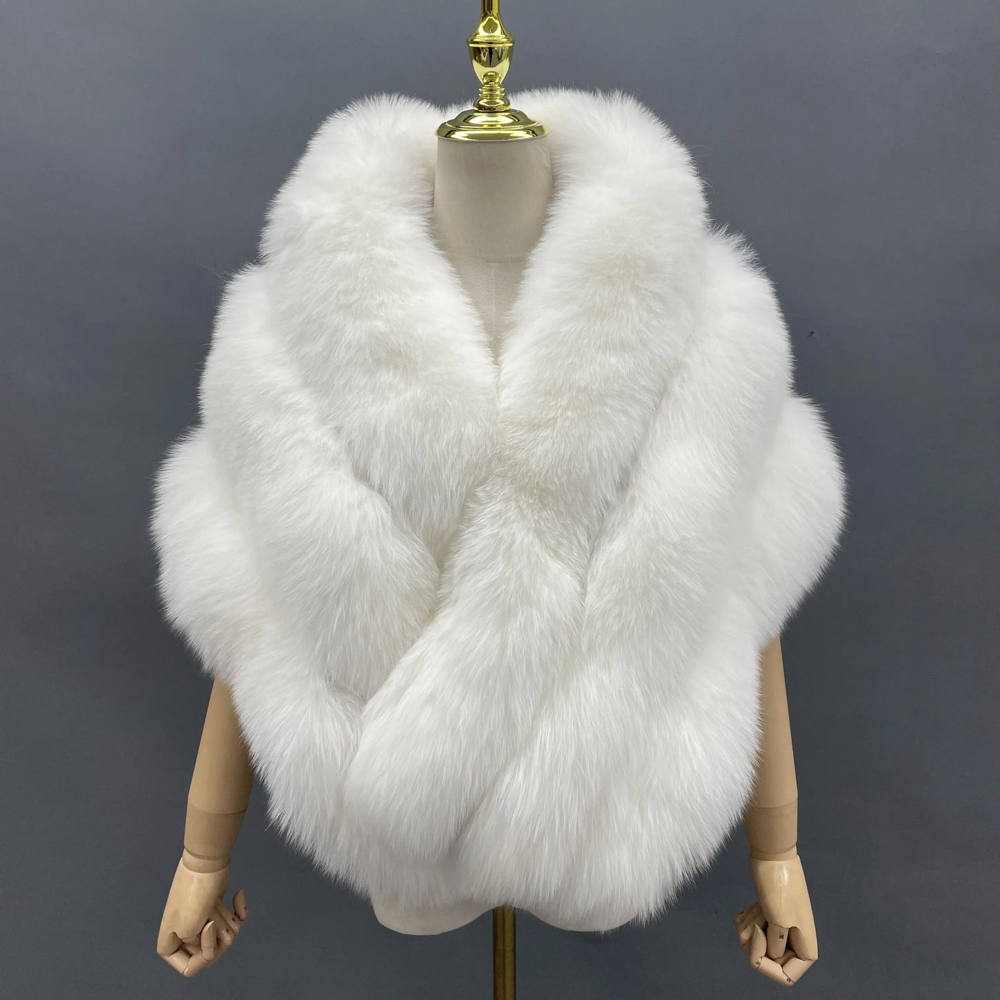 Fluffy Fox Fur Shawl and Poncho for Women