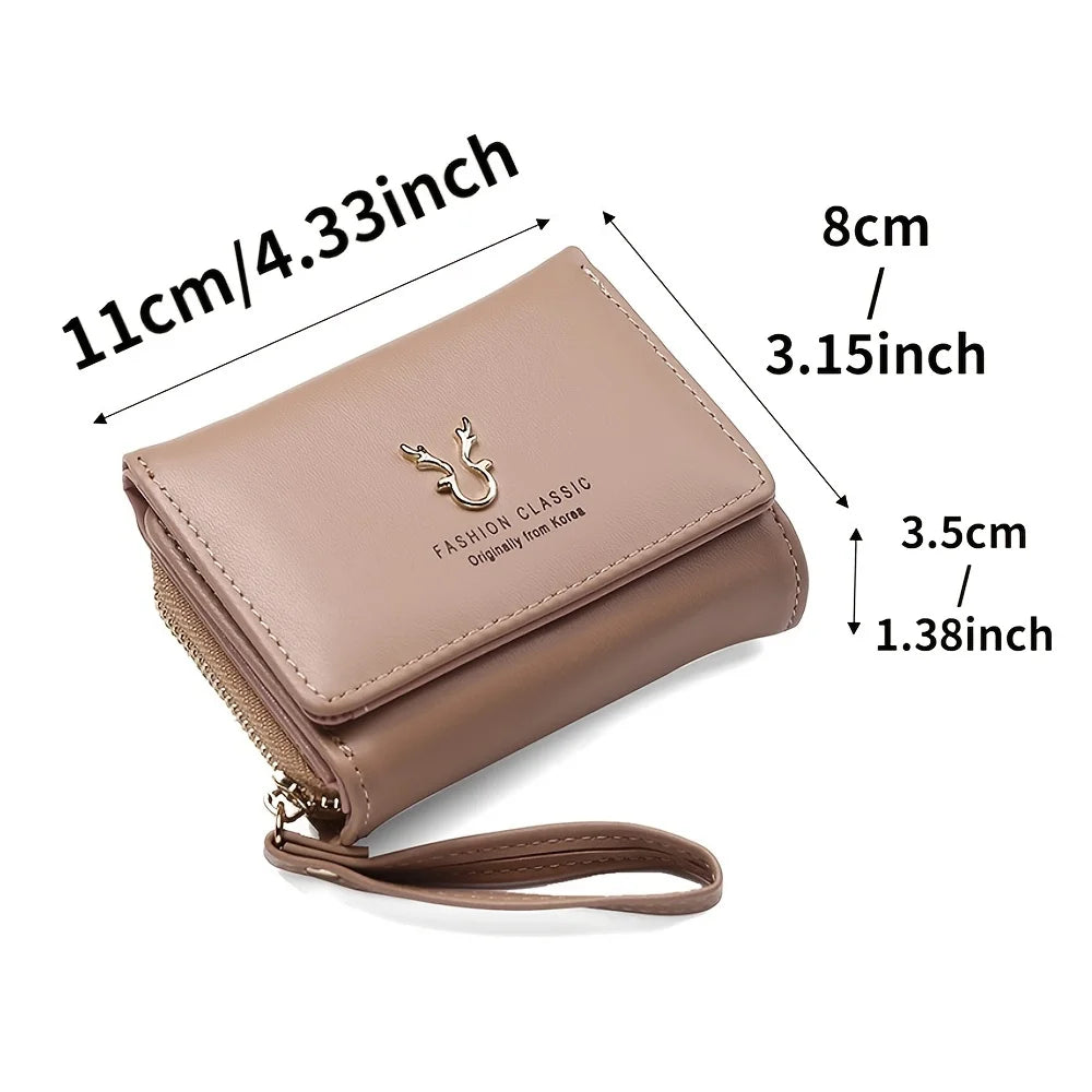 Classic Fashion Three Fold Wallet Coin Card Storage Women's Casual Student Small and Large Capacity