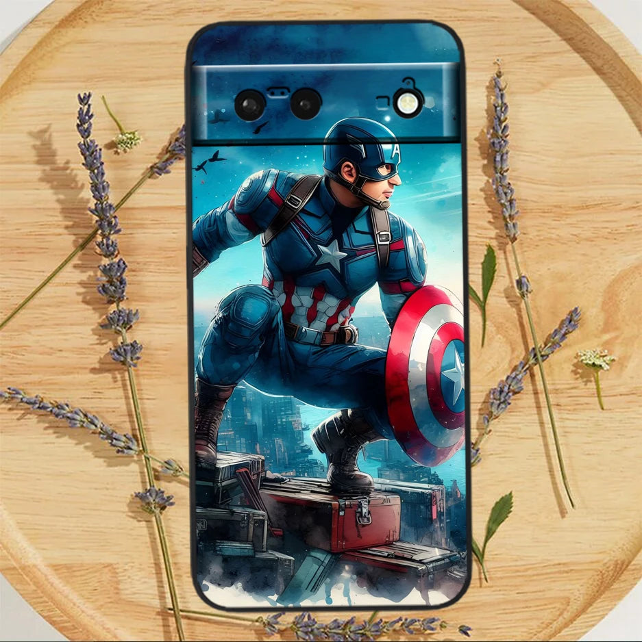 Marvel America Captain Cool Case For Google Pixel: Black Silicon Shockproof Shell Cover