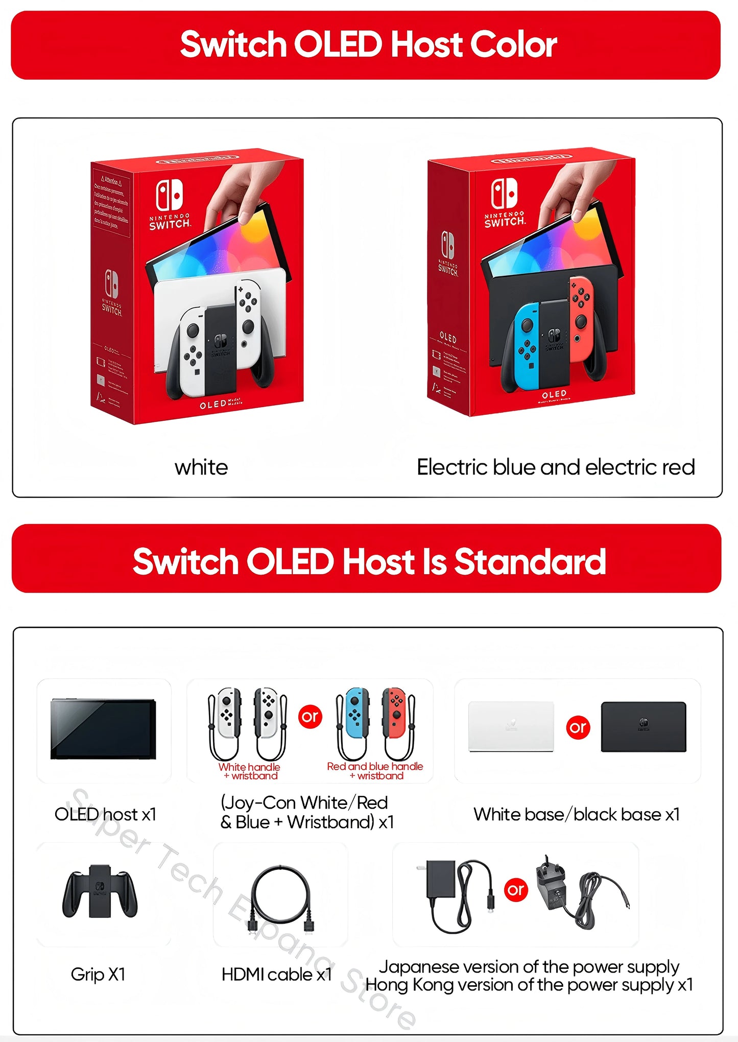 Nintendo Switch OLED-modell 7-tums skärm Joy-Con-handtag Förbättrad ljudjusterbar konsol Stabil TV-läge Videospel