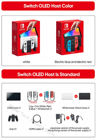 Nintendo Switch OLED Model 7 Inch Screen Joy‑Con Handle Enhanced Audio Adjustable Console Stable TV Mode Video Game