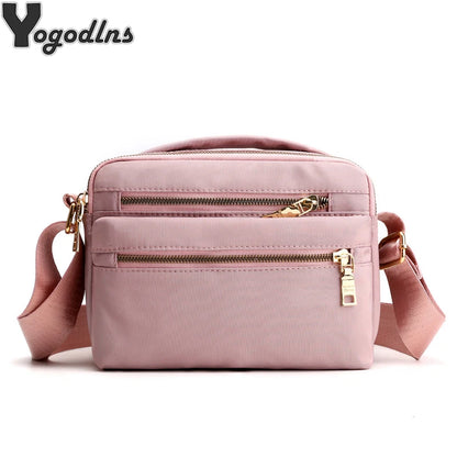 Women Waterproof Nylon Crossbody Shoulder Bags Casual Large Capacity Travel Clutch Bag Female Solid Color Multi-pocket Handbag