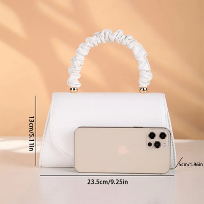 Women Top-handle Bags – White Leather Bride Handbags Purse, Designer Evening Bags, Party Handbag, Wedding Clutch Wallet, Shoulder Bag.v