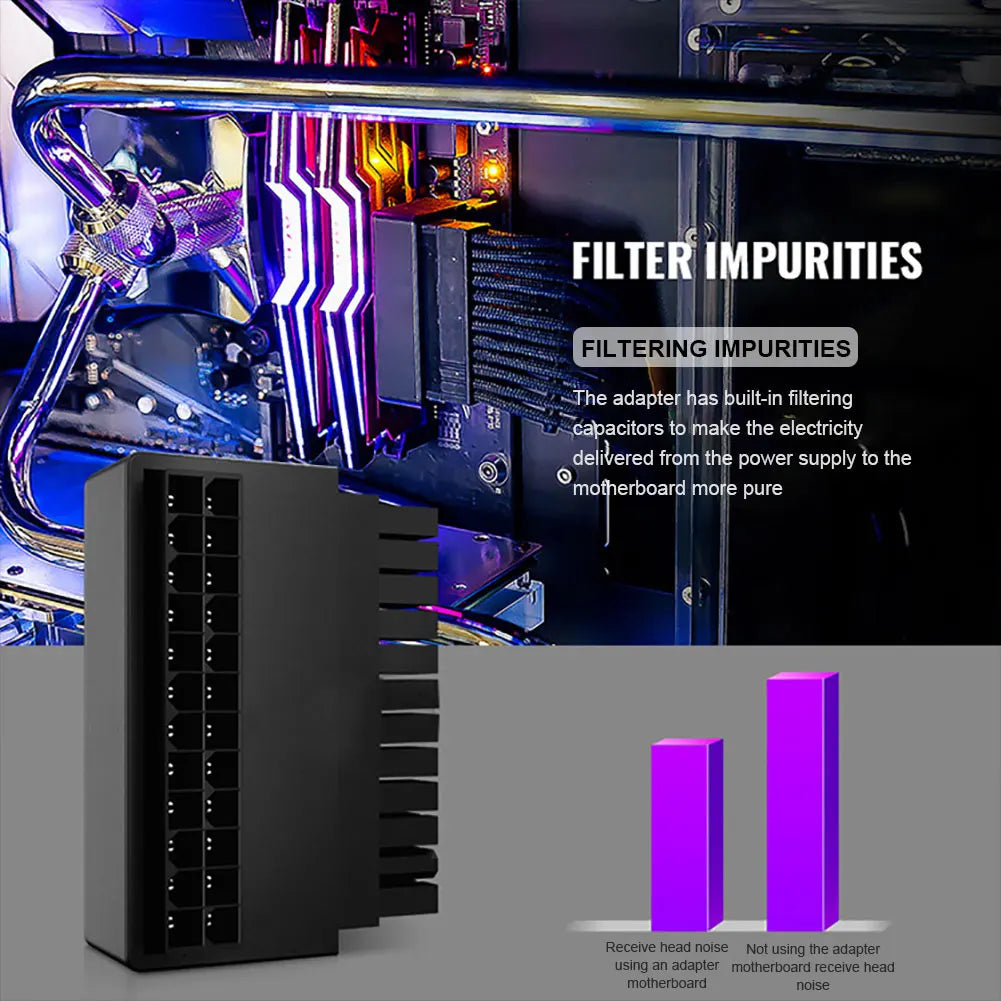 ATX 24 Pin to 90 Degree Power Plug Adapter Mainboard Motherboard Power Supply Cable Connectors Modular for Power Supply Cables