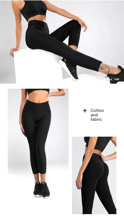 Women's High Waist Flared Yoga Pants with Bubble Hip Effect