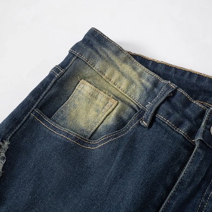 Casual Lösa blå jeans Rippade jeansbyxor med vida ben Kvinnor Streetwear med hög midja Harajuku raka byxor 2024 Sommarunderdel