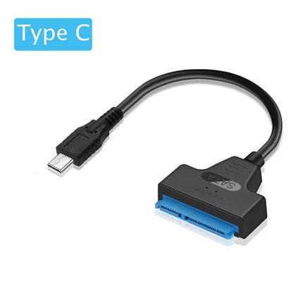 SATA till USB 3.0 / 2.0-kabel Upp till 6 Gbps för 2,5 tums extern hårddisk SSD-hårddisk SATA 3 22-stiftsadapter USB 3.0 till Sata III-sladd