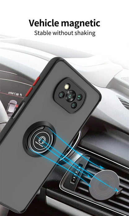 Shockproof Case for Xiaomi Poco X3 Pro, Magnetic Car Holder Ring Stand Phone Cover for Poco X3 NFC, X3 Pro, Poco X3 Pro