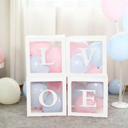 25/27cm Transparent Letter Baby Shower Box Birthday Wedding 1st Birthday Party Decorations Custom Cube Balloon with Letter Box