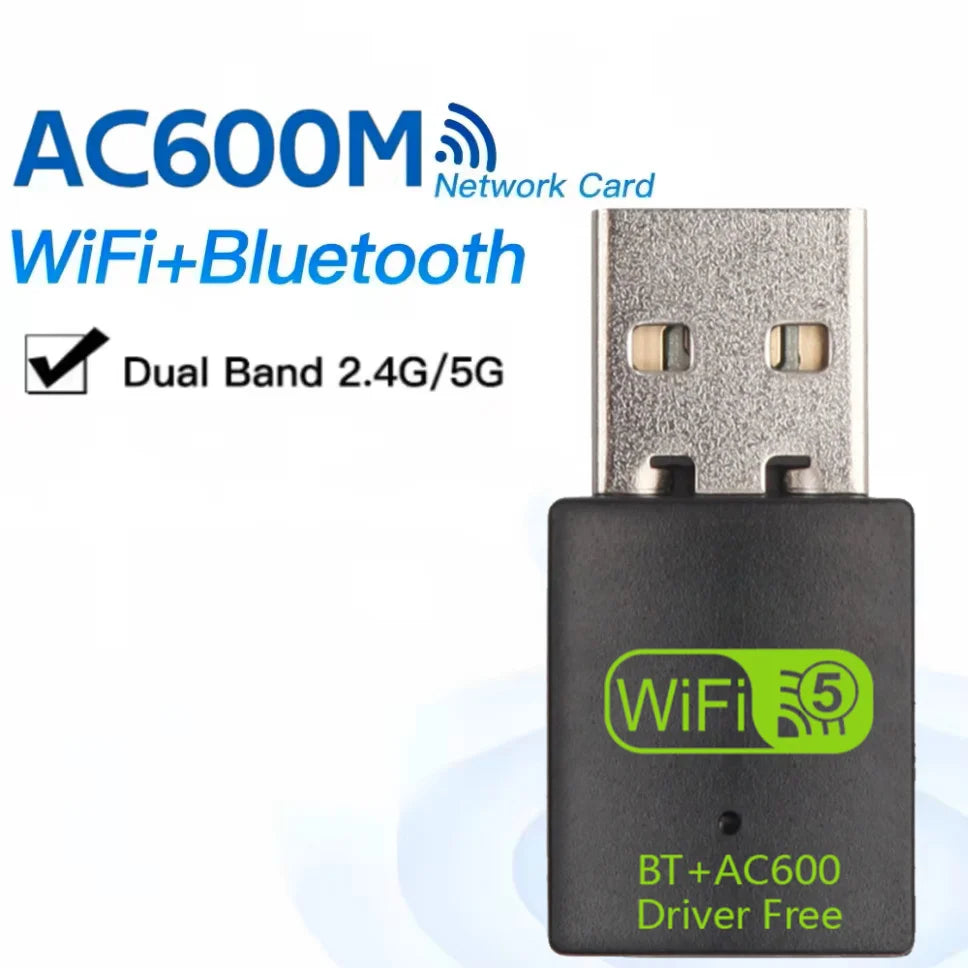 600 Mbps USB WiFi Bluetooth Adapter 2 i 1 Dongle Dual Band USB Wifi Adapter USB Bluetooth Adapter Trådlöst nätverkskort för PC