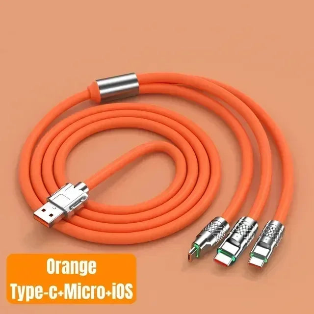 3 i 1 120W 6A Snabbladdning Typ C-kabel Micro USB för iPhone Laddningskabel för Samsung Huawei Xiaomi Telefonladdare USB-kabel