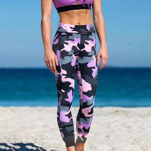 Sömlös Camouflage Fitness Leggings med hög midja för kvinnor