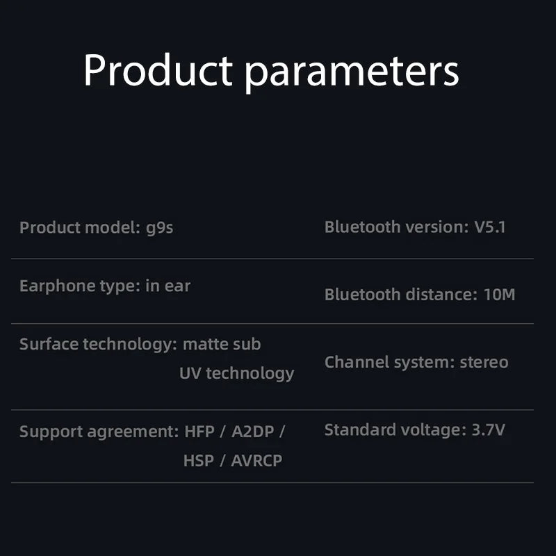 TWS G9S Bluetooth-hörlurar Trådlösa hörlurar HiFi-headset Vattentät brusreducering Sporthörlurar med mikrofon för smartphones
