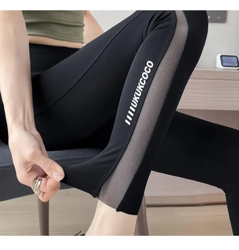 Dam Leggings med hög midja i meshficka för yoga