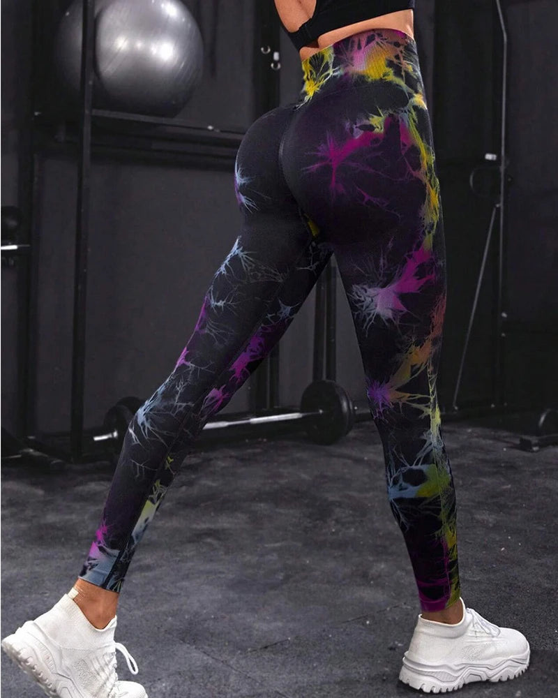 Kvinnors hög midja Tie-Dye Yoga Leggings i 26 färger