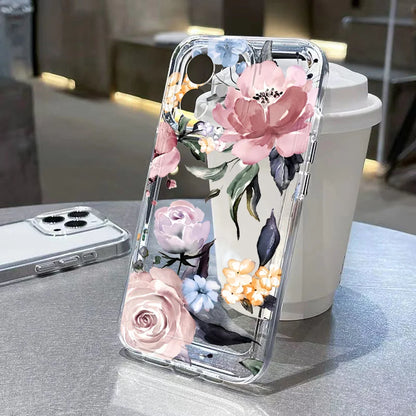 Luxury Phone Case For iPhone: Shockproof Flowers Silicone Funda Cover