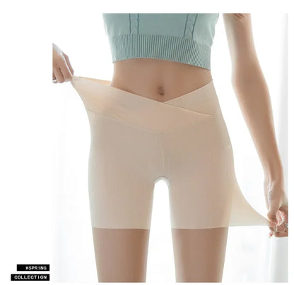 Kvinnors kors midja Ice Silk Yoga Shorts