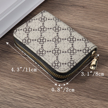 Women's Minimalist Short Wallet with Zipper – Fashionable Wrapped Around Clutch Coin Wallet