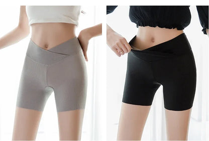 Women's Cross-Waist Ice Silk Yoga Shorts