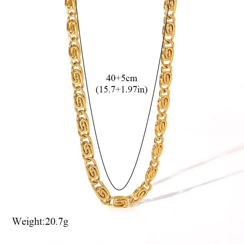 EILIECK 316L Stainless Steel Metal Twist Wound Chain Necklace For Women Fashion 18K Gold Plated Neck Chain Collar Jewelry Bijoux