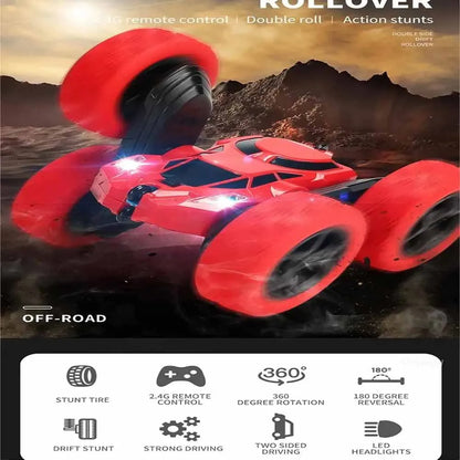 RC-stuntbil för barn – dubbelsidiga flip-fjärrkontrollbilar, 2,4G höghastighets, 360° rotation Drift Auto-leksaker, perfekt present till pojkar och flickor