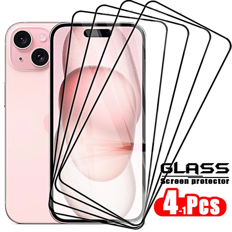 3pcs-HD Screen Protector and Case with Tempered Glass for iPhone Models