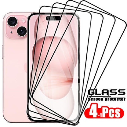 1pcs-HD Screen Protector and Case with Tempered Glass for iPhone Models