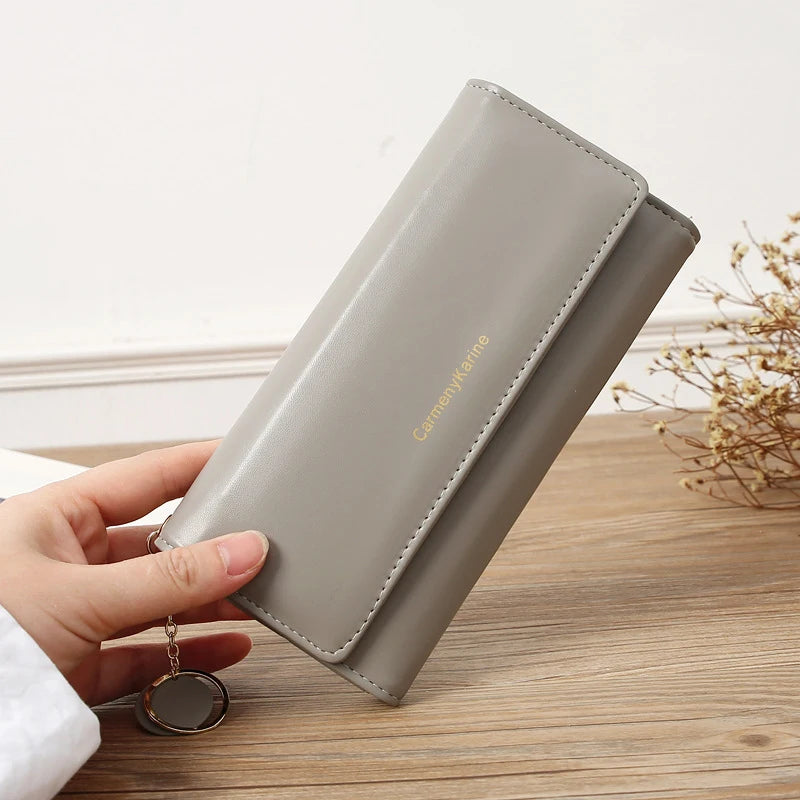 Fashion Women PU Leather Long Wallets Multi-functional Fold Purse Fresh Female Clutch Card Holder