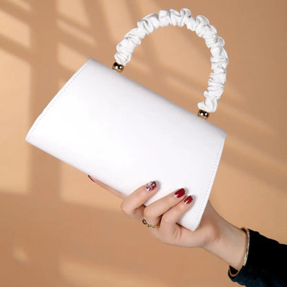 Women Top-handle Bags – White Leather Bride Handbags Purse, Designer Evening Bags, Party Handbag, Wedding Clutch Wallet, Shoulder Bag.v