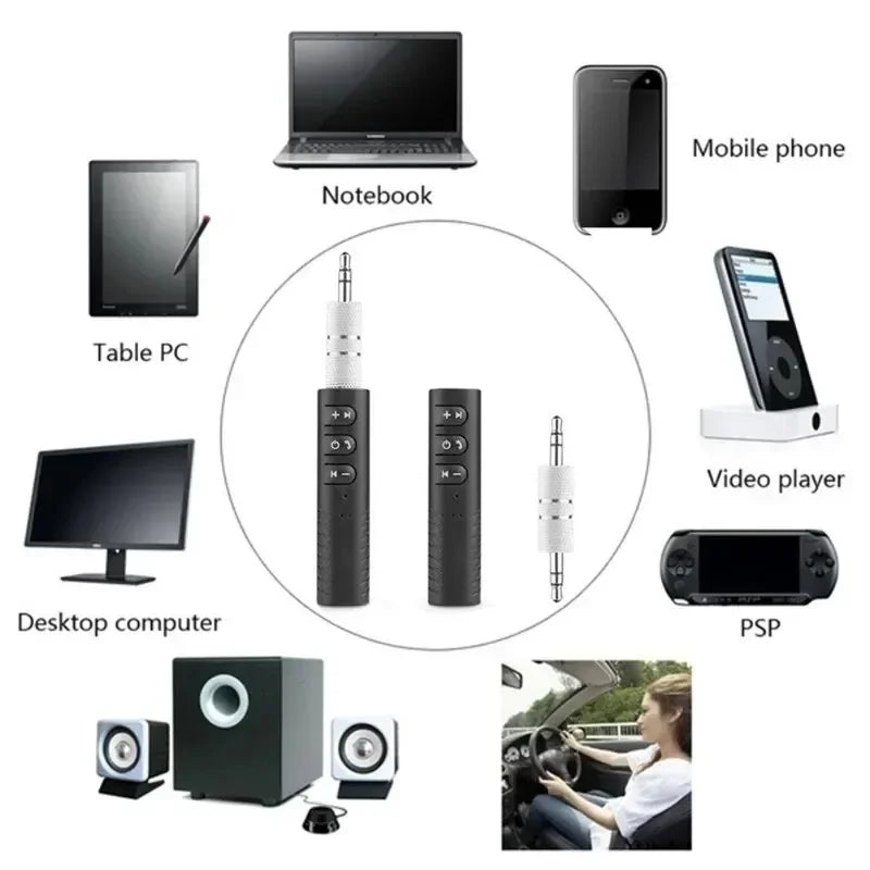 Car Bluetooth 5.0 Receiver 3.5mm 3.5 AUX Jack Stereo Music Audio Car Kit Transmitter Speaker Amplifier Wireless Adapter with Mic