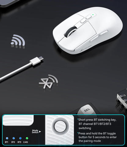 Shark X6 PAW3395 Bluetooth-mus, Tri-Mode Connection, RGB Touch Magnetic Charging Base