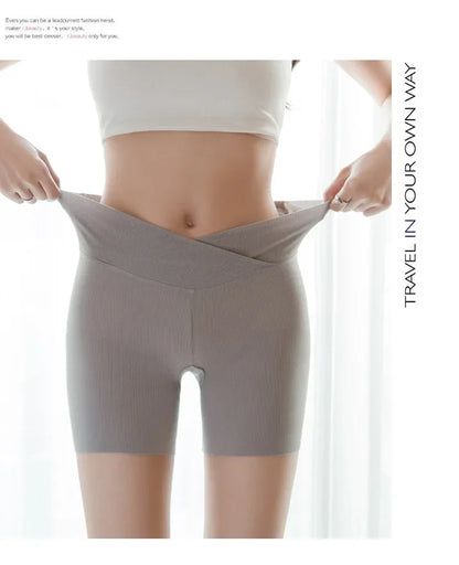 Women's Cross-Waist Ice Silk Yoga Shorts