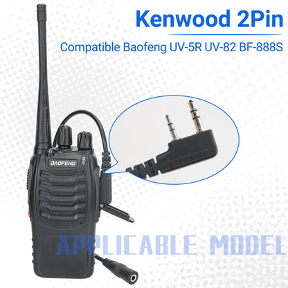 BAOFENG 2-stift till 3,5 mm Quansheng Walkie Talkies Hörsnäcka Adapter Headset Adapter Kabel Kompatibel med BAOFENG UV-5R APPI