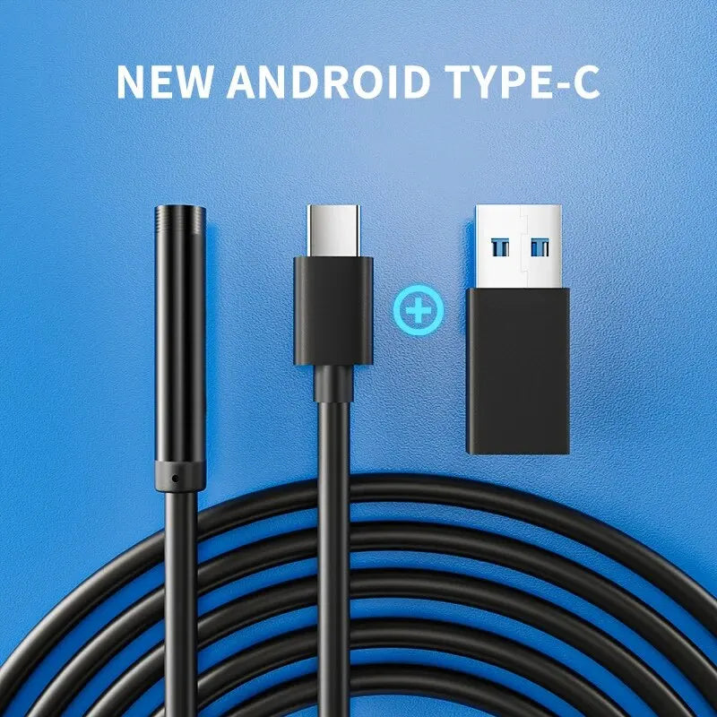 7.0MM TYPE-C endoskopkamera IP67 Vattentät 6 lysdioder Justerbar USB Android Flexibel inspektion Borescope kameror för telefon PC