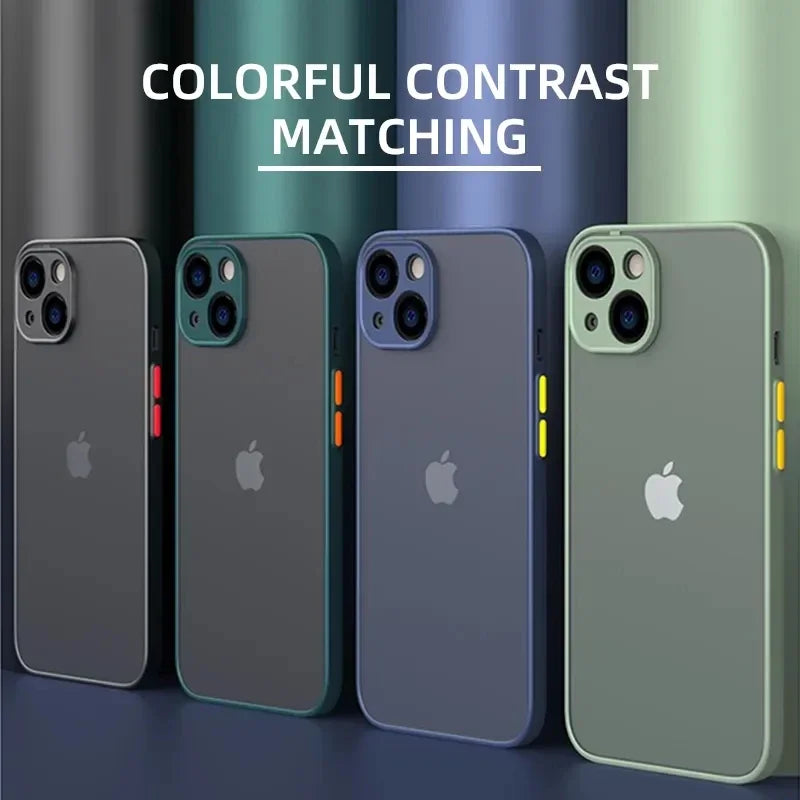 Green Matte Soft Silicone Shockproof Case For iPhone