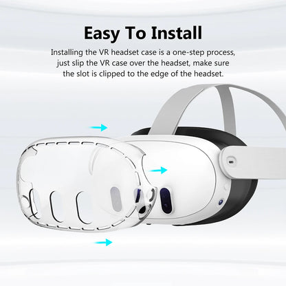 Transparent skalfodral för Meta Quest 3-tillbehör, VR-headsetskydd Kameralinsskydd Härdat glas för Quest3