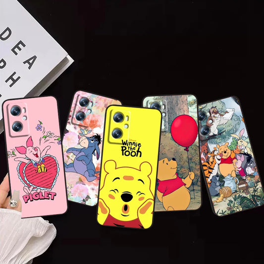 Disney Winnie The Pooh Case For OPPO: Black TPU Phone Case