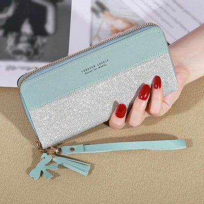 Fashion Zipper Wallet – Women's Long PU Leather Wallet with Coin and Card Holder, Tote Bag Style.