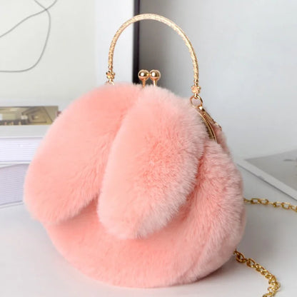 Cute Plush Rabbit Crossbody Bags for Women – Korean Version Cute Purses and Handbags, Girls New Rabbit Ear Shoulder Messenger Bag