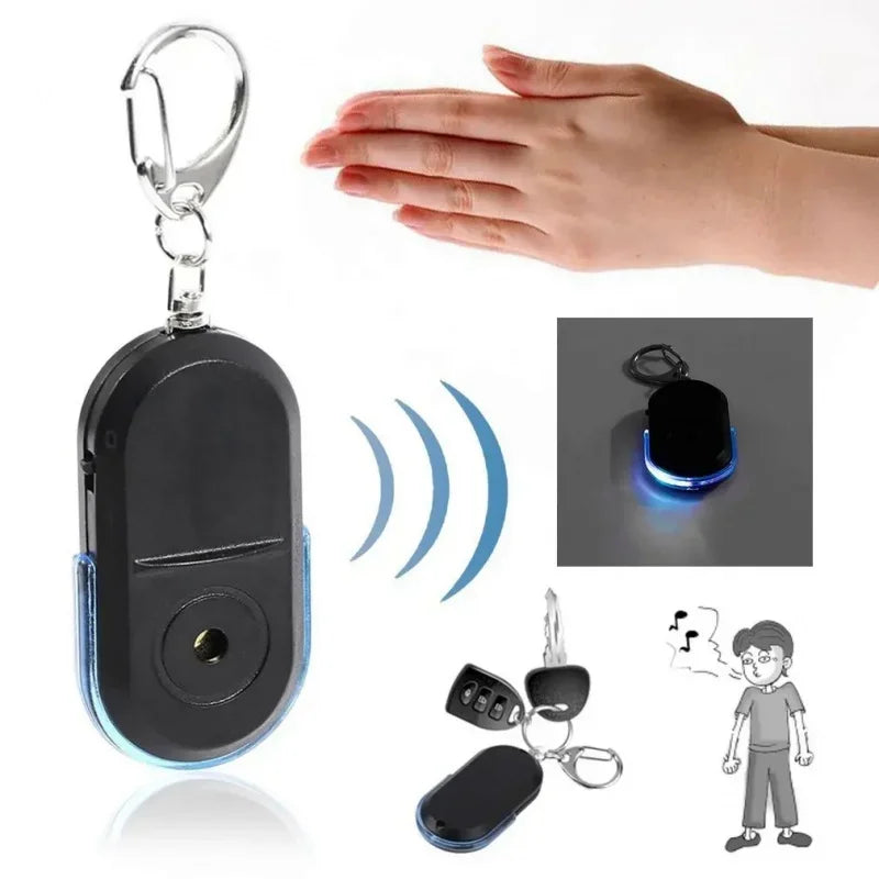 Smart Find Locator Anti-Lost Key Finder Nyckelring Vissling Pip Ljudkontroll LED Ficklampa Bärbar Bilnyckel Mini Finder