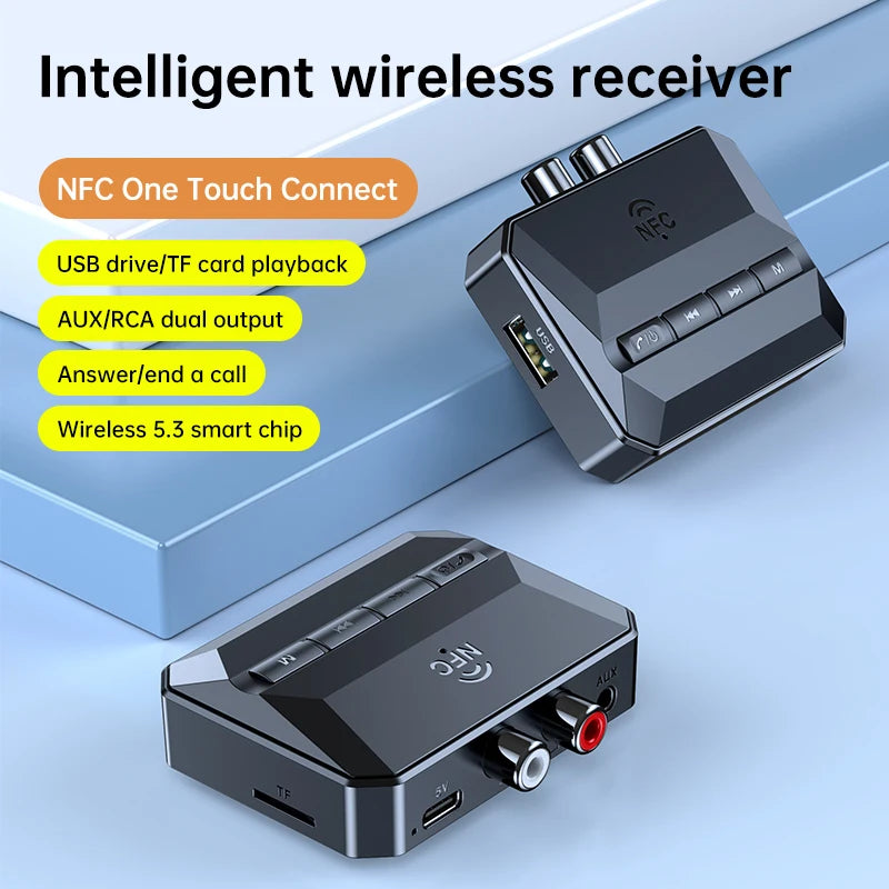 NFC Bluetooth 5.3 Audio Receiver 3.5mm AUX RCA USB U-Disk/TF HIFI Stereo Musik Trådlös Adapter Med Mic För Bilsats Högtalarförstärkare