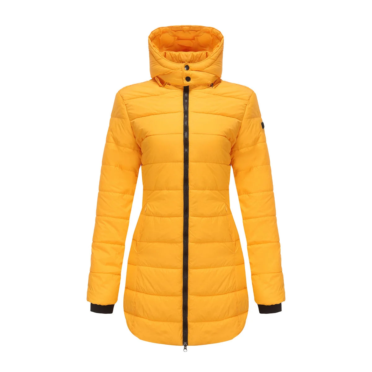 Long Quilted Puffer Jacket for Women in Bold Colors