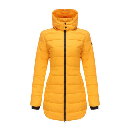 Long Quilted Puffer Jacket for Women in Bold Colors